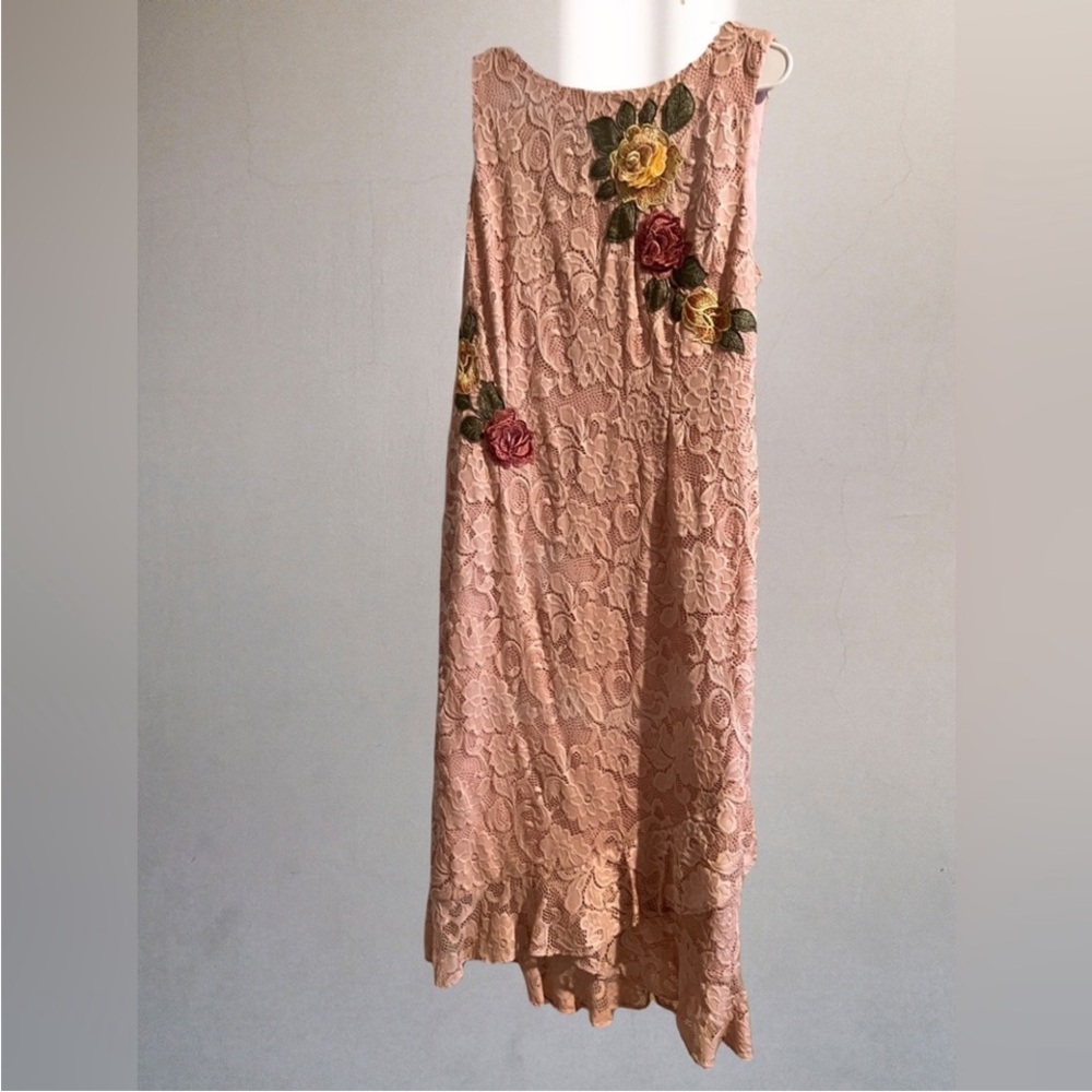 Ivanka Trump Pink Lace Dress with Floral Embroidery